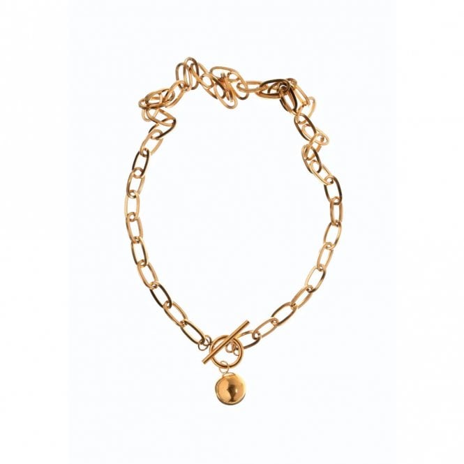 Hot Tomato Ball & Chain Gold Plated Pendant Necklace