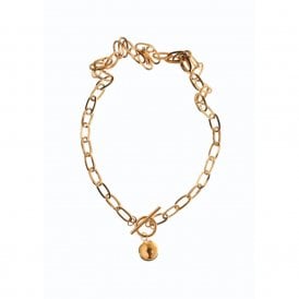 Ball & Chain Gold Plated Pendant Necklace