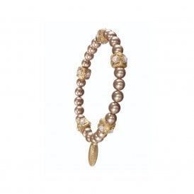 Charm Offensive Faux Pearl Champagne & Rose Elasticated Bracelet