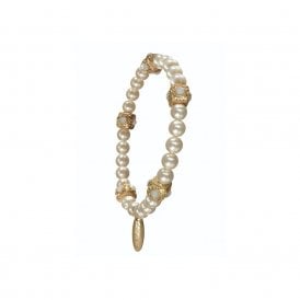 Charm Offensive Faux Pearl White Opal Elasticated Bracelet