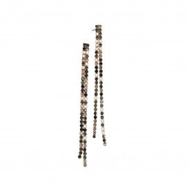 Crystal Chain Double Gold Earrings