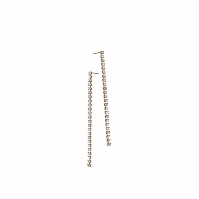 Hot Tomato Crystal Chain Drop Earrings