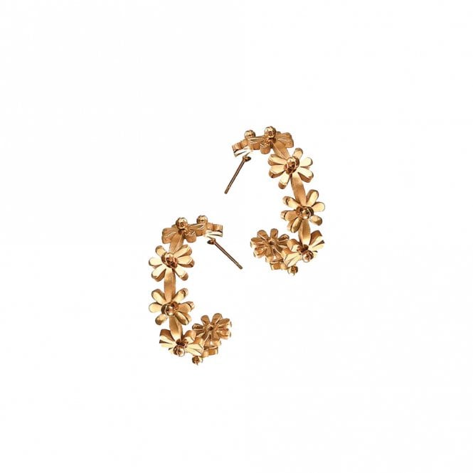 Hot Tomato Daisy Chain Gold Hoop Earrings