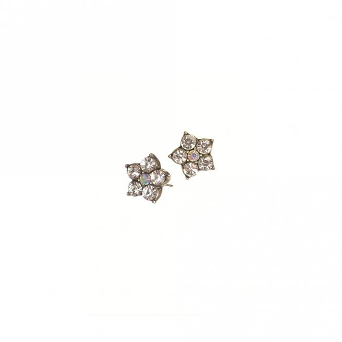 Hot Tomato Five Petal Crystal Stud Earrings