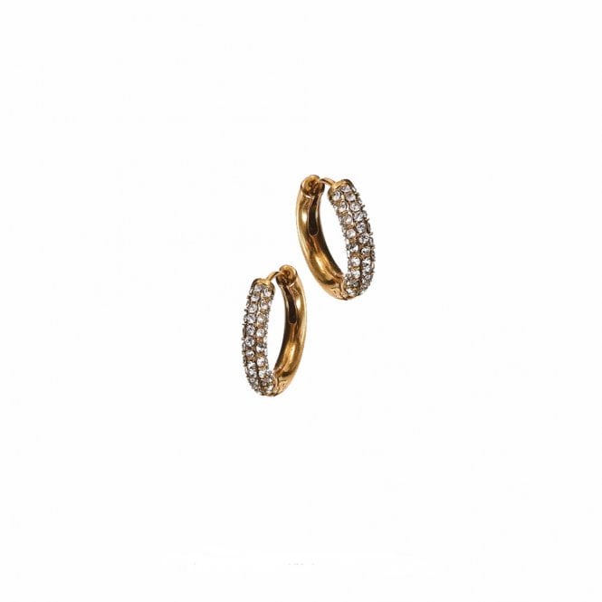 Hot Tomato Gold Half Crystal Set Hoop Earrings