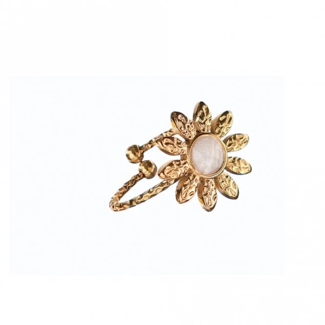 Hot Tomato Gold Plated Flower Orbit Adjustable Ring