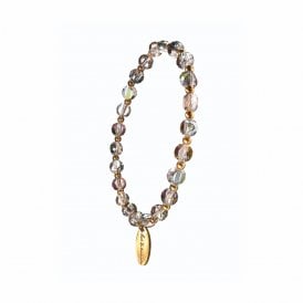 Golden Petrol Pill Crystal Bead Elasticated Bracelet