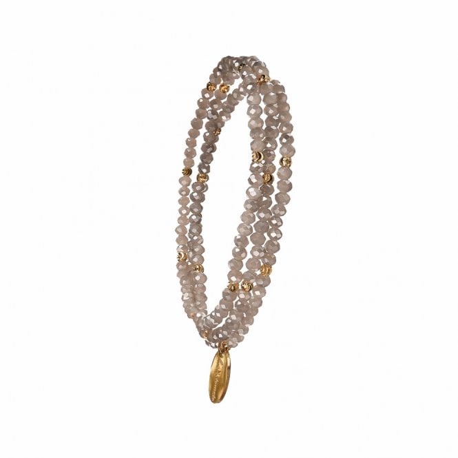 Hot Tomato Grey and Gold Triple Strand Elasticated Bracelet
