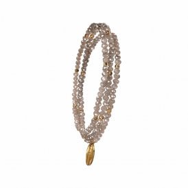 Grey and Gold Triple Strand Elasticated Bracelet