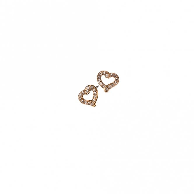 Hot Tomato Heart Frame Crystal Gold Earrings