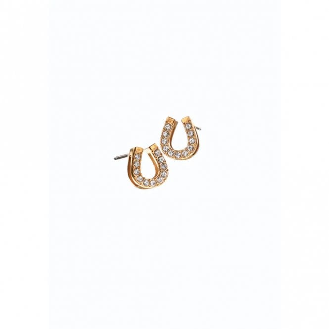 Hot Tomato Horse Shoe Crystal Stud Earrings