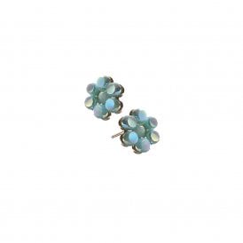 Iridescent Flower Blue Stud Earrings