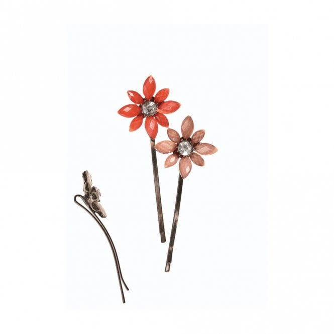 Hot Tomato Jasmine Peach and Sorbet Hair Clips Set of 2