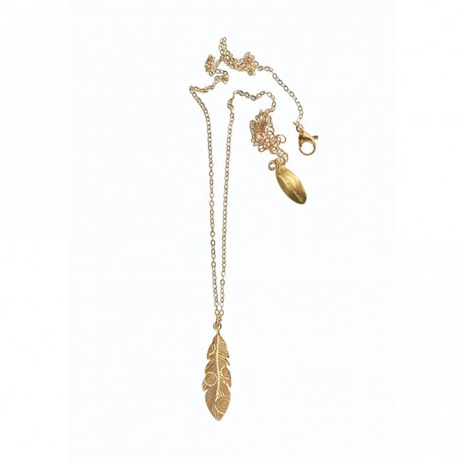 Hot Tomato Lone Feather Gold Plated Necklace