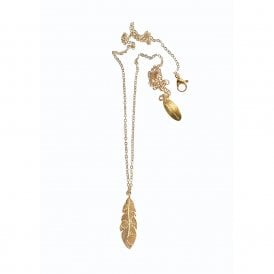 Lone Feather Gold Plated Necklace