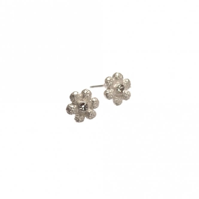 Hot Tomato Matte Silver Mini Flower Stud Earrings