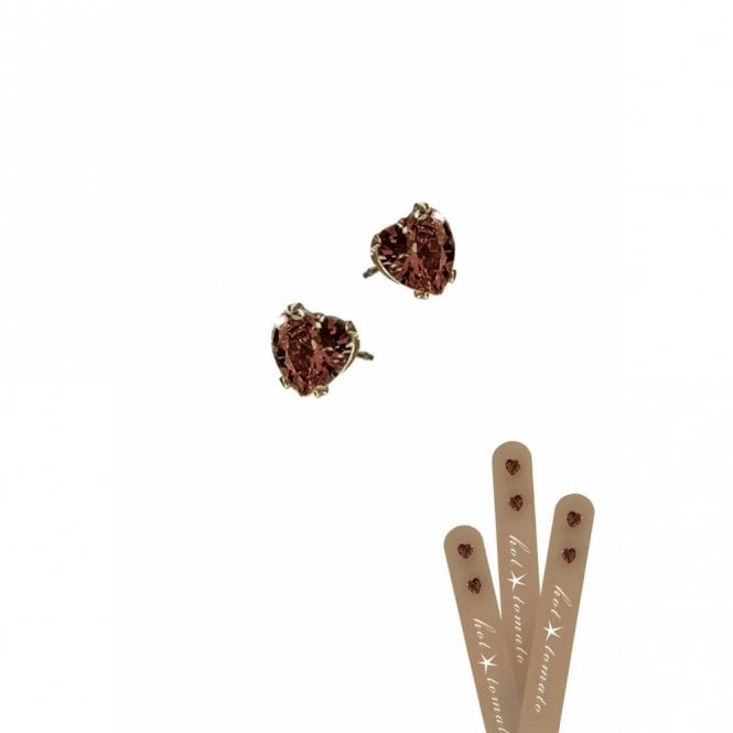 Hot Tomato Micro Heart Coffee Crystal Gold Studs