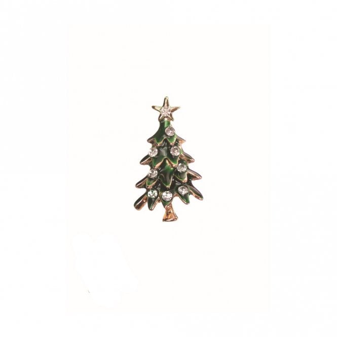 Hot Tomato Mini Christmas Tree with Crystals Brooch