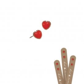 Mini Red Heart Enamel Gold Stud Earrings