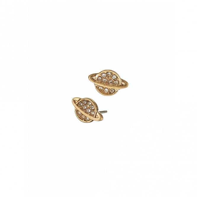 Hot Tomato Mini Saturn Gold Stud Earrings