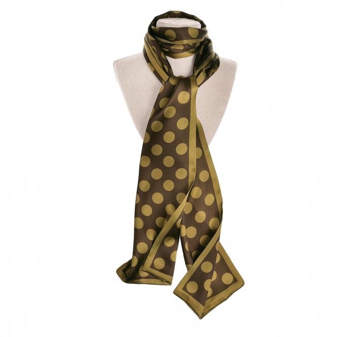 Hot Tomato Old Lime & Cocoa Grande Spot Skinny Cravat Scarf