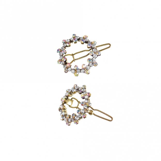 Hot Tomato Posy Duet Crystal Antique Gold Clips