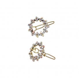 Posy Duet Crystal Antique Gold Clips