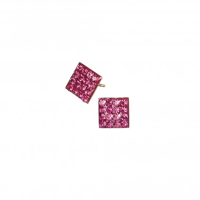 Hot Tomato Squaring Up Crystal Fuchsia Sparkle Stud Earrings