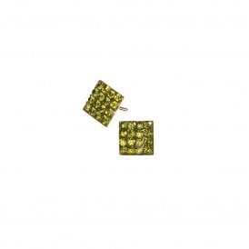 Squaring Up Crystal Green Sparkle Stud Earrings