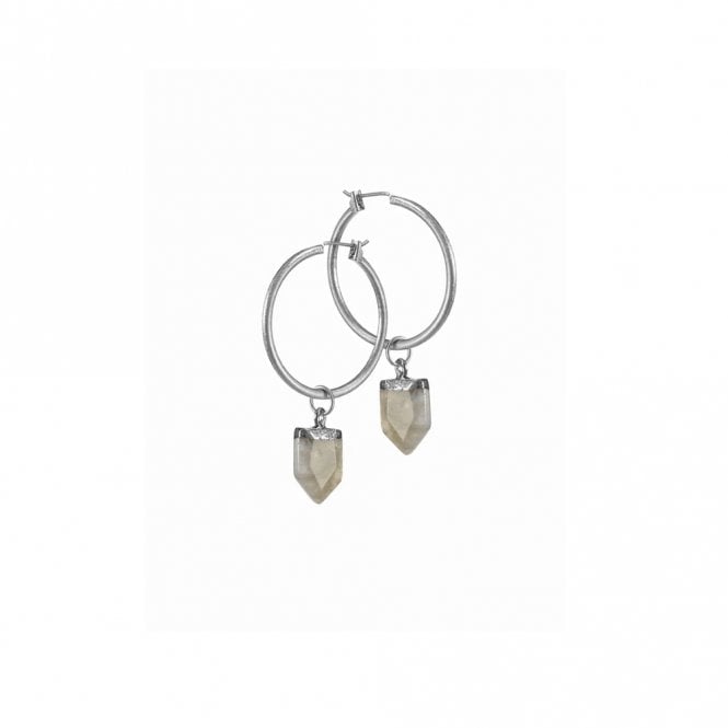 Hot Tomato Stone on Silver Hoop Earrings