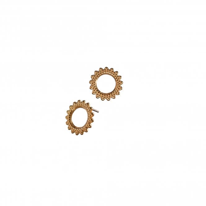 Hot Tomato Sunflower Frame Gold Stud Earrings