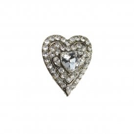 Vintage Style Jewelled Heart Brooch
