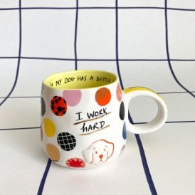 Small Talk 'I Work Hard' Dog Cup