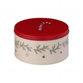 Christmas Garland Round Metal Canister