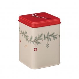 Christmas Garland Square Metal Canister