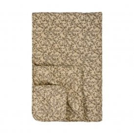 Cream & Brown Flower Vines Quilted Throw