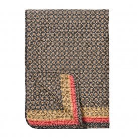 Dark Blue with Pink Border Quilted Throw