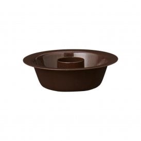 Dark Brown Metal Candle Holder with Bowl