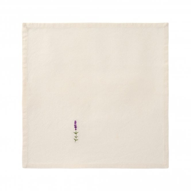 Ib Laursen Embroidered Lavender Butter Cream Cloth Napkin