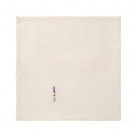 Embroidered Lavender Butter Cream Cloth Napkin
