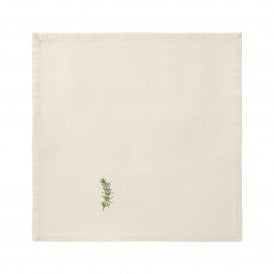 Embroidered Rosemary Cream Cloth Napkin