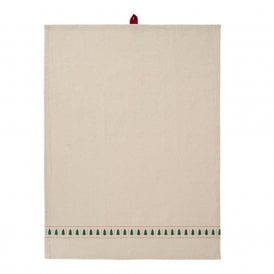 Grethe Natural with Christmas Tree Pattern Tea Towel