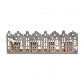 House Facades Festive Metal Candle Holder