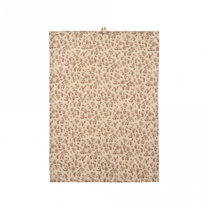 Ib Laursen Natural with Brown Mushroom Motif Tea Towel