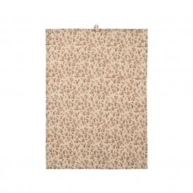 Natural with Brown Mushroom Motif Tea Towel