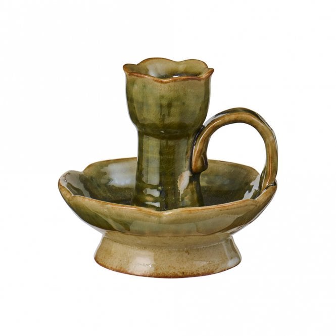 Ib Laursen Olive Green Candle Holder with Handle