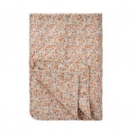 Orange with Blue Flowers Quilted Throw