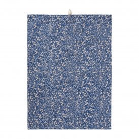 Paula Dark Blue Natural Flowers Tea Towel