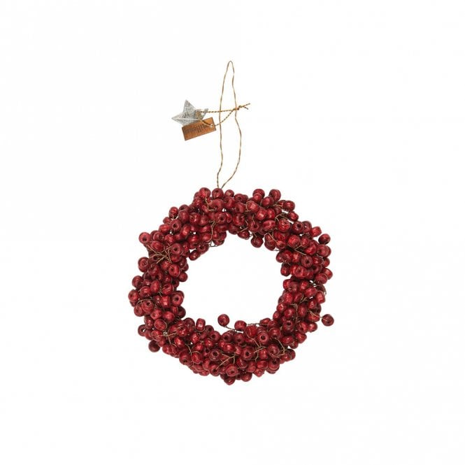 Ib Laursen Red Beaded Wooden Wreath