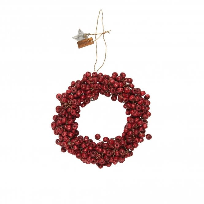 Ib Laursen Red Beaded Wooden Wreath